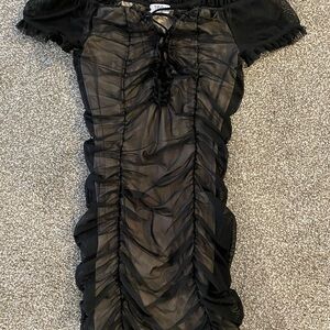 Torrid Black Sheer Ruched Dress